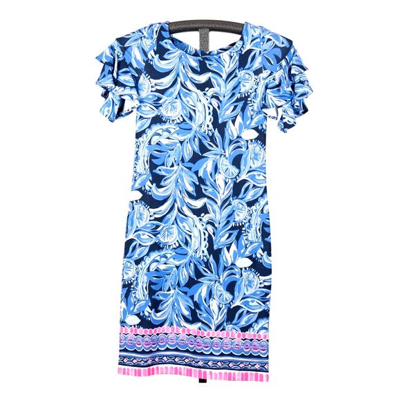Lilly Pulitzer Dresses & Skirts - Lilly Pulitzer Diana Dress Size XXS Ruffled Sleeves Colorful Coastal High Tide